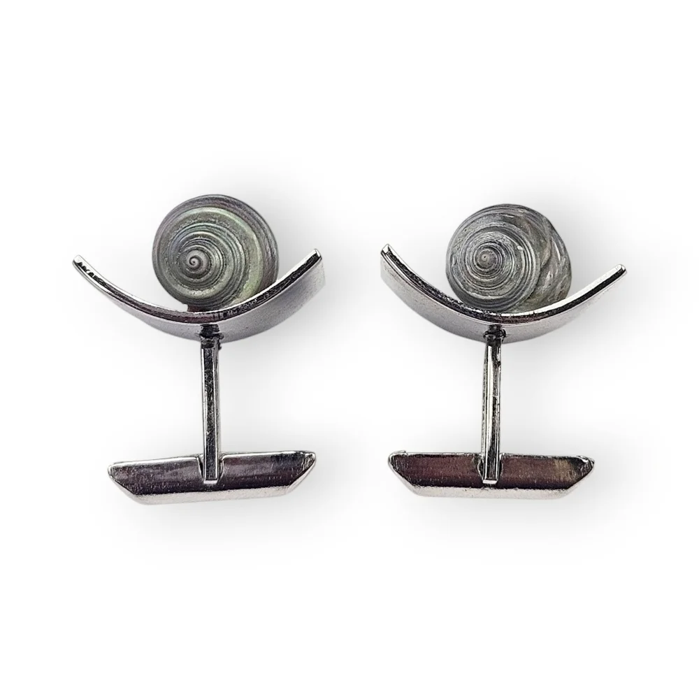 Swank Arts Of The World Cufflinks Venice Man Shell Hat Rhodium Plated Vtg 1961